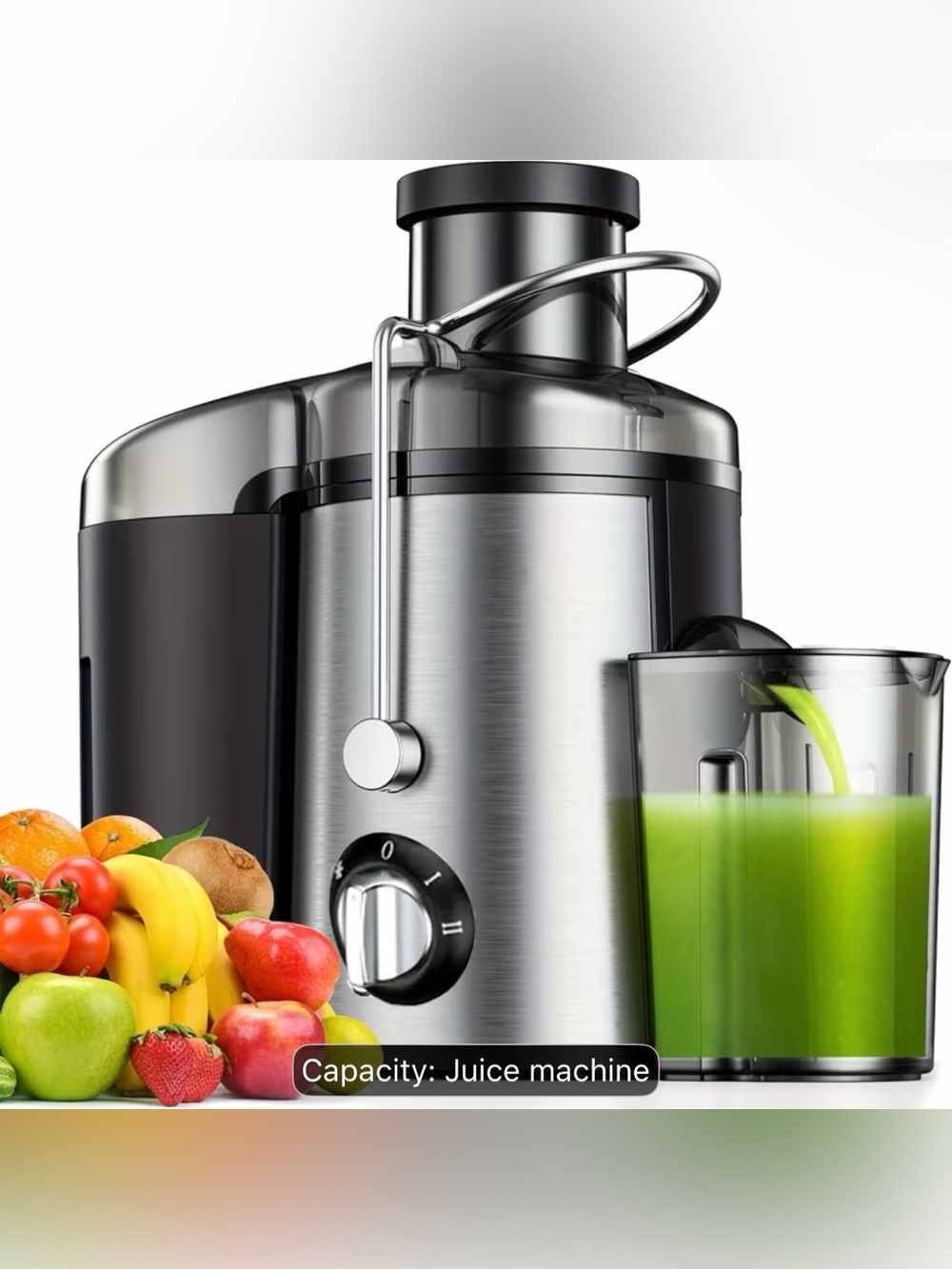 Stainless Steel Electric Juice Extractor - Silver & Black